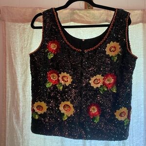 Vintage sequin floral vest